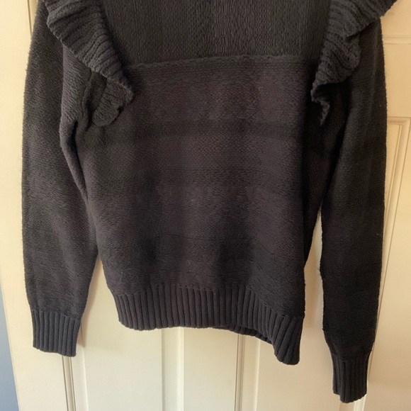 Anthropologie Pilcro Ruffle Shoulder Sweater Black Pullover Size M - Picture 5 of 9